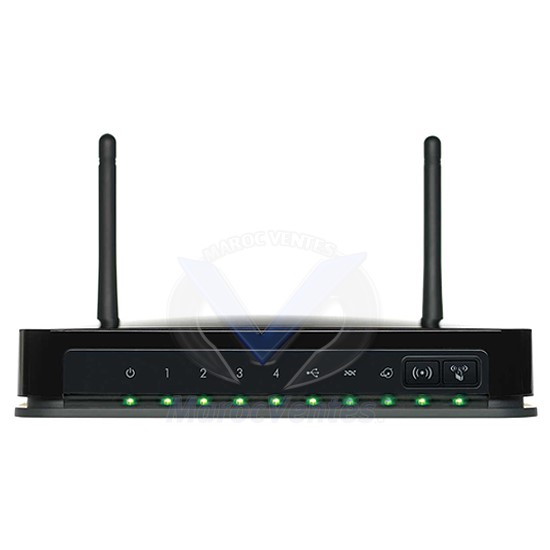 Modem Routeur Wireless-N 300 Mbps - 1 Port USB (partage de fichiers)-  1 Port ADSL2+ - 4 Ports LAN 10/100 DGN2200