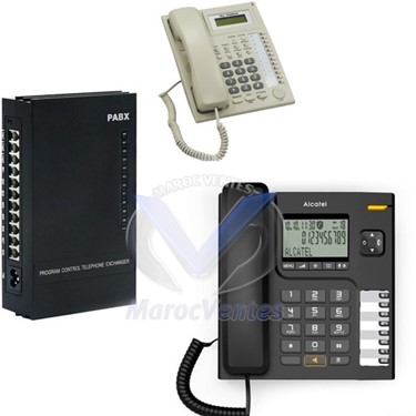 Autocommutateur 3 Lignes RTC + 1 Key Téléphone + 3 Alcatel T76CE Noir